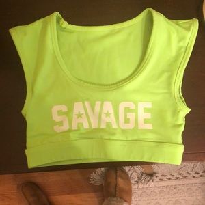 Savage barbell crop tee/sports bra.